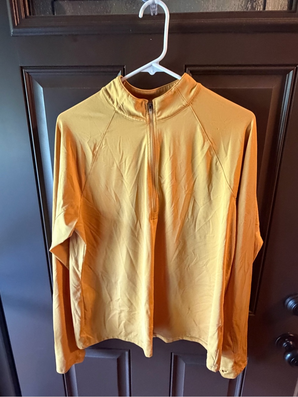 LL BEAN Women's Access Trail Pullover Long-Sleeve Quarter-Zip LARGE GOLD MUSTARD